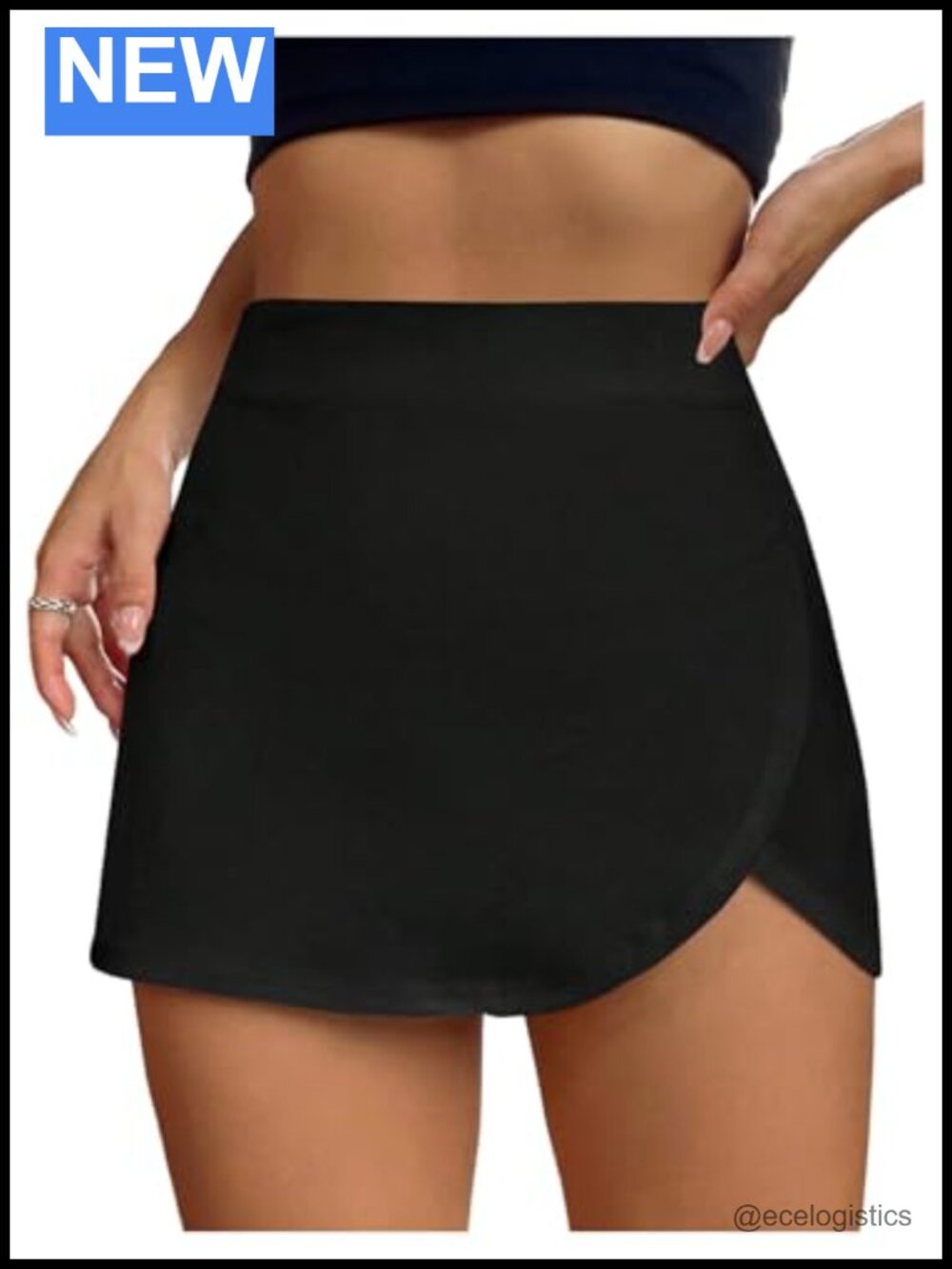High Waisted Side Slit Wrap Skort Zip Up Tummy Control Casual Mini Skirt